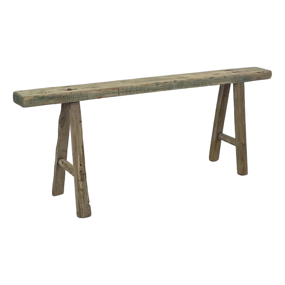 Rustic Wooden Pig Bench | Chairish