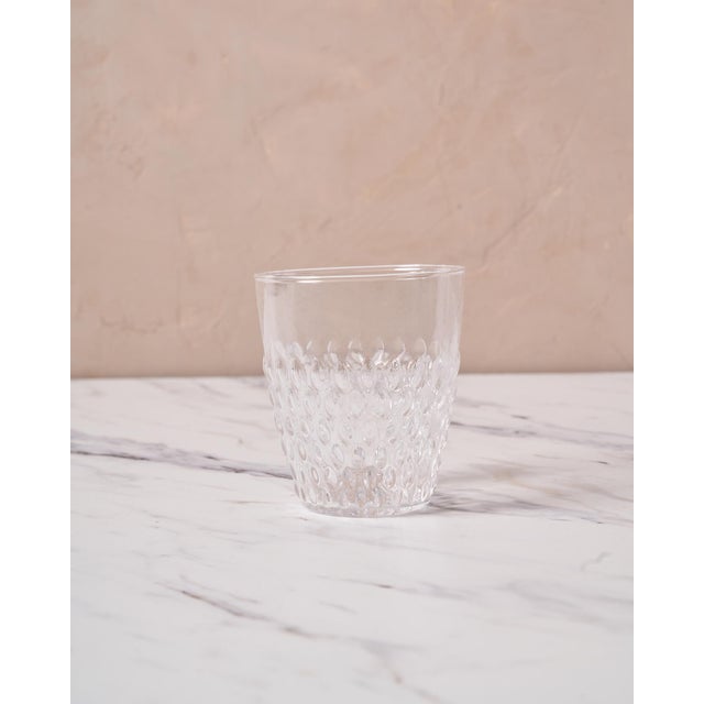 Handblown Pienza Rice Patterned Tumbler Glasses by Il Buco Vita in Clear Glass, Set of Six For Sale In Baltimore - Image 6 of 9