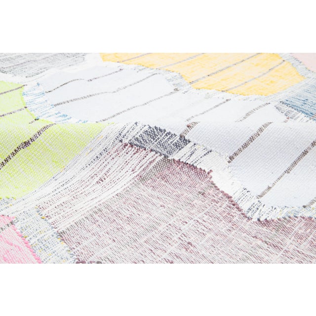 Contemporary Multicolored Kilim Wool Rug With Geometric Design For Sale - Image 9 of 10