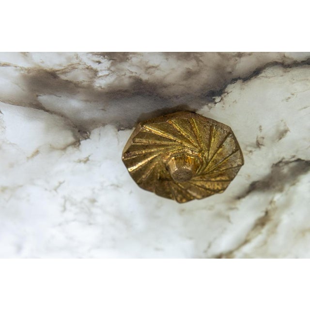 French Art Deco Black & White Veined Alabaster and Bronze Chandelier, 1920 For Sale - Image 11 of 18