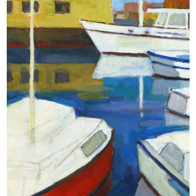 Vintage French Boat and Marina Landscape Painting Chairish