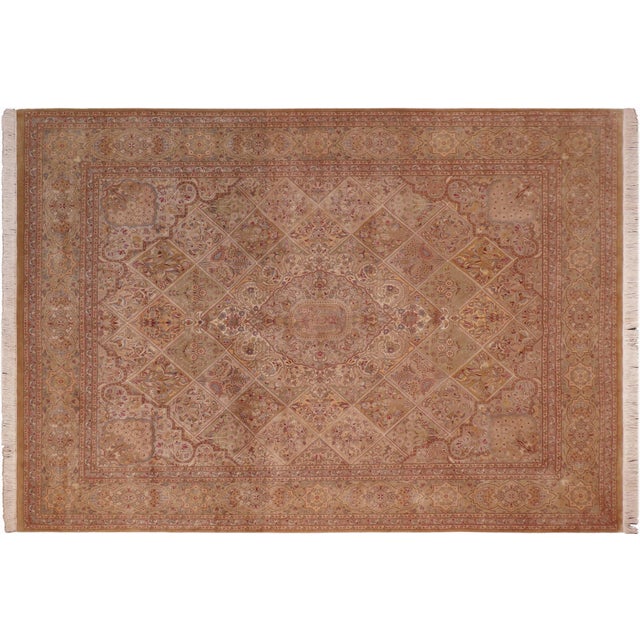 Green Elegant Gulab Pak-Persian Gold/Green Wool Rug - 8'2'' X 9'11'' For Sale - Image 8 of 9