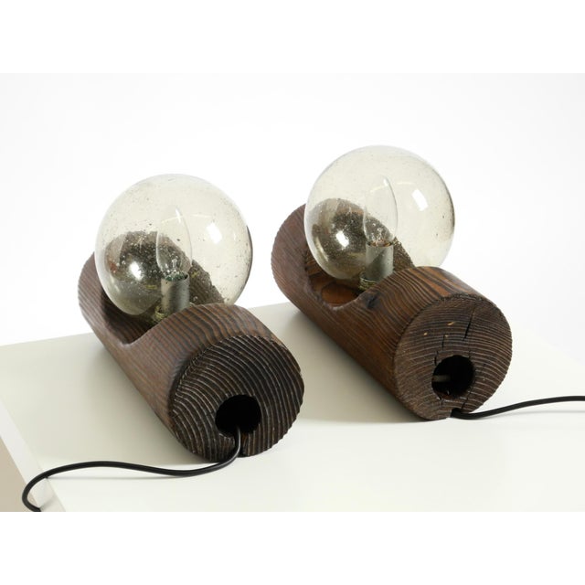 Table Lamps in Pine with Glass Globe Lampshade from Temde Leuchten, 1960s, Set of 2 For Sale - Image 17 of 18