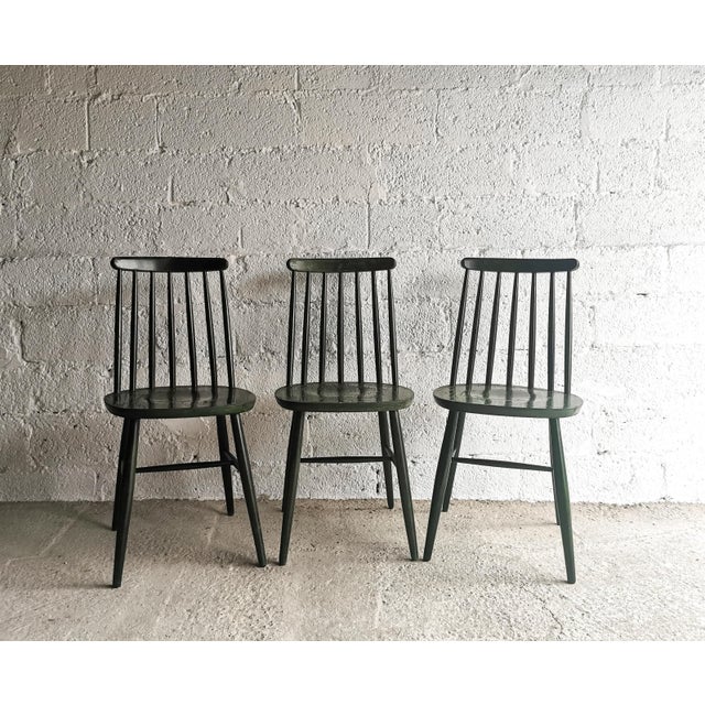 Forest Green Mid-Century Modern Fanett Dining Chairs by Ilmari Tapiovaara, 1960s, Set of 3 For Sale - Image 8 of 15