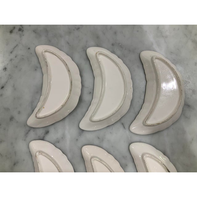 Ceramic Vintage Blue Onion or Danube - Crescent Plate Bone Dishes Set of 6 - Great for the Hostess With the Mostest & Blue & White Collectors - See Pics! For Sale - Image 7 of 7