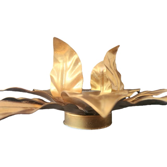 Hollywood Regency Florentine Flower-Shaped Gilt Flush Mount from Hans Kögl, Italy, 1960s For Sale - Image 16 of 18