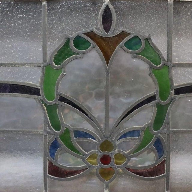 Pair Frank Lloyd Wright Style Arts & Crafts Leaded Stained Glass Windows C1920 For Sale - Image 10 of 16