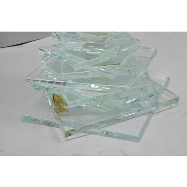 Transparent Vintage Mid Century Modern Stacked Glass Skyscraper Round Accent Side Table For Sale - Image 8 of 18