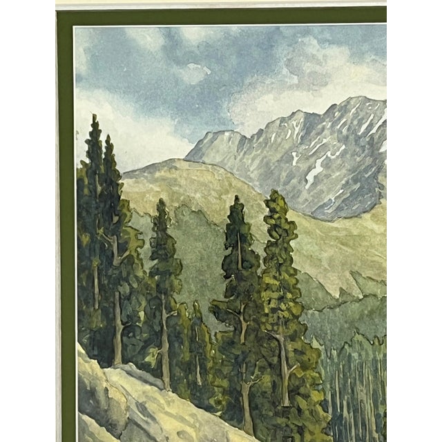 Late 20th Century Original Stephen Smalzel Framed Watercolor Painting 'Rocky Mountain Landscape' For Sale - Image 5 of 13