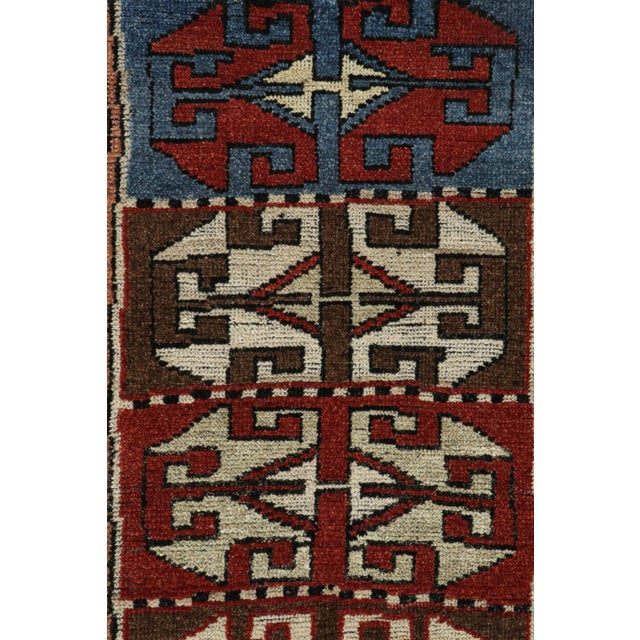 2010s Rug & Kilim’s Antique Tribal Style Rug in Red, Blue & Brown Patterns For Sale - Image 5 of 7