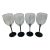 Vintage Black Stem Wine Glasses - Set of Four For Sale