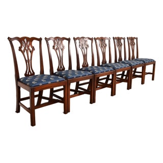 Baker Furniture Style Georgian Carved Mahogany Dining Chairs, Set of Six For Sale