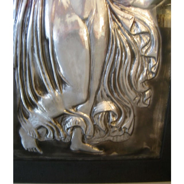 Figurative Framed Silver Tile With Angel Figure For Sale - Image 3 of 6