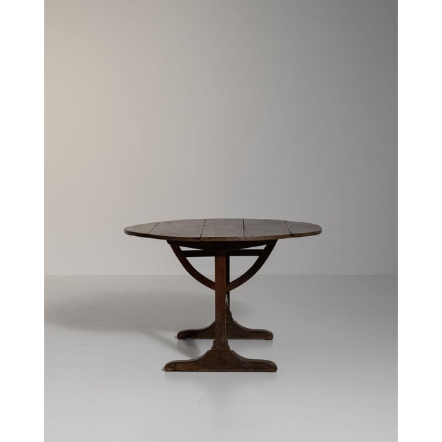 Brown 19th Century France Rich Walnut Brown Round Tilt-Top Drop-Leaf Table For Sale - Image 8 of 11
