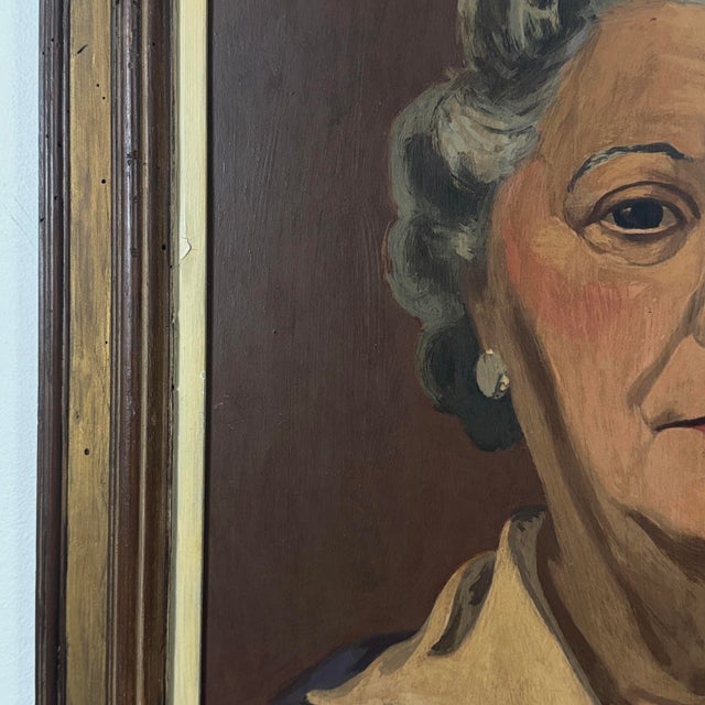 Jack Gerber Expressionist Portrait of Woman With Necklace (C. 1950, Oil on Board) For Sale - Image 4 of 7