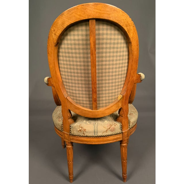 Goldenrod French Louis XVI Style Bergere Rooster Chair With Aubusson Tapestry Circa 1870 For Sale - Image 8 of 11