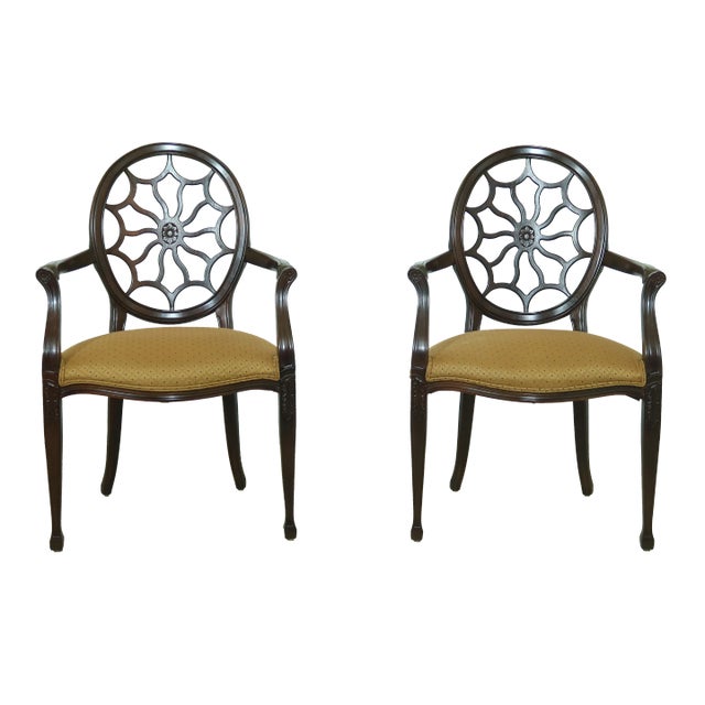 Pair Adam Style Web Back Armchairs For Sale