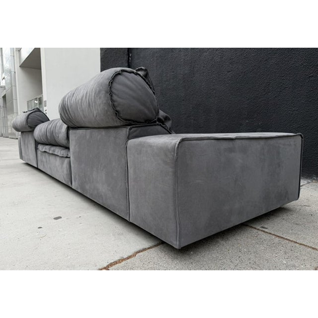 "Miami" Sectional Sofa by Paola Navone for Baxter Upholstered in Gray Leather For Sale - Image 12 of 18