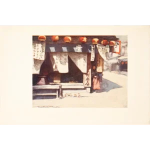 1901 Mortimer Menpes, "Sun and Lanterns" Original Period Antique Print of Japan From London