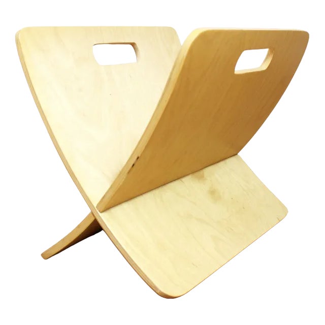 Curved Plywood Magazine Rack, 1980s For Sale