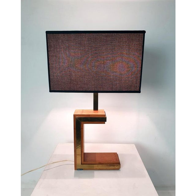 Wood Postmodern Table Lamp in Brass and Bamboo from Liwans, Italy, 1970s For Sale - Image 7 of 12