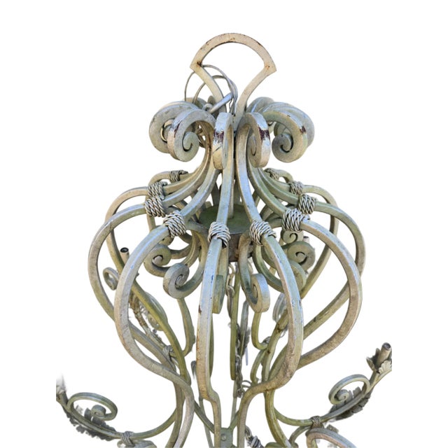 French Wrought Iron Chadelier 12 Lights For Sale - Image 3 of 12