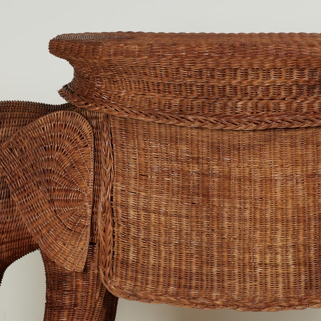 Vintage Italian Wicker Elephant Serving Bar For Sale - Image 4 of 18