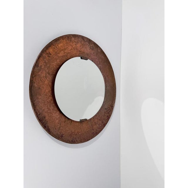 Mid-Century Modern Italian Sculptural Copper Mirror by Angelo Bragali, 1950s For Sale - Image 3 of 18