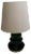 Table Lamp with Green Glass Casing & Beige Wool Shade, 1970s For Sale