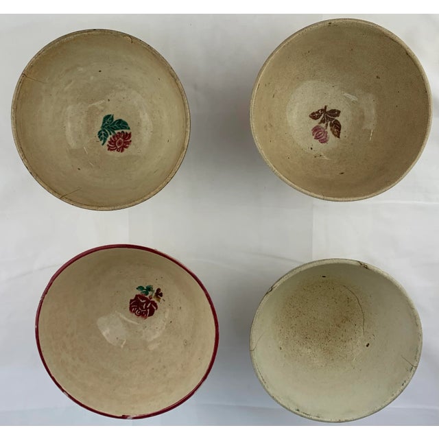 Spongeware Hand Painted ceramic Bowls - Set of 4. From the estate of Bob and Dolores Hope, Toluca Lake, California.