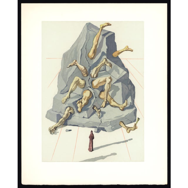1963 Dalí Divine Comedy Engraving Enfer Chant 21 "Les Simoniaques" (The Simoniacs) For Sale