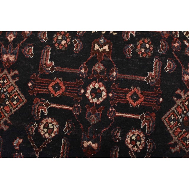 Textile Hamedan Runner 3’6” X 8’10” Blue Wool Semi-Antique Tribal Hand-Knotted Rug For Sale - Image 7 of 14