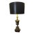 Curated Pair of Monumental Vintage Stiffel Neoclassical Brass Table Lamps With Custom Black Shades For Sale