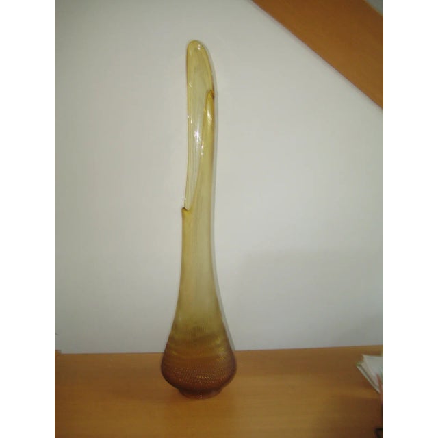 Glass Le Smith Swung 40' Floor Vase Amber MCM For Sale - Image 7 of 8