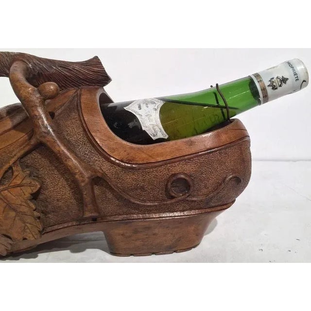 Early 20th Century French Black Forest Carved Walnut Clog Wine Holder For Sale In Dallas - Image 6 of 8