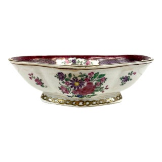 Late 20th Century Hand Painted Shallow Bowl With Flowers For Sale