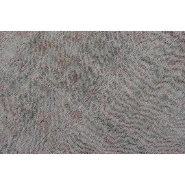 Antique Hand Knotted Turkish Oushak With Large Medallion in Off White and Coral 9'7 X 13'7 For Sale - Image 12 of 12