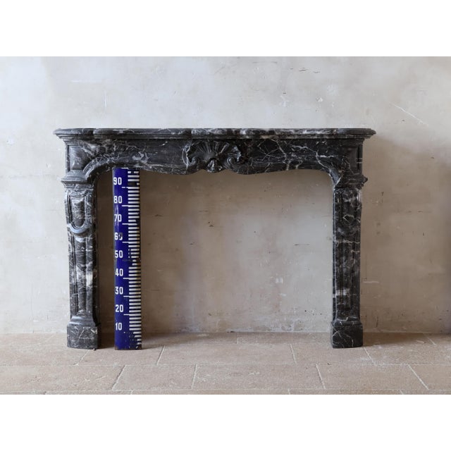 Stone Antique French Louis XIV Style Fireplace in Gris des Pyrénées Marble For Sale - Image 7 of 15