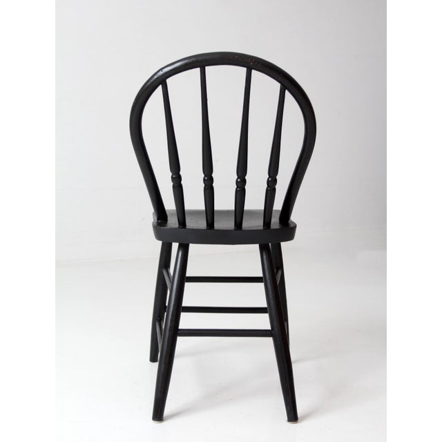 Vintage Black Painted Windsor Spindle Back Chair For Sale - Image 9 of 14