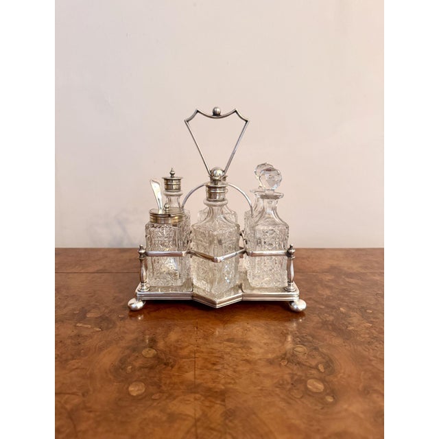 Early 20th Century Antique Edwardian Silver-Plated Cruet Set, 1900, Set of 7 For Sale - Image 5 of 6