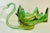 Very decorative 1970s green slag glass bowl shaped like a gracious swan. The hand blown bowl has an unique square shape...