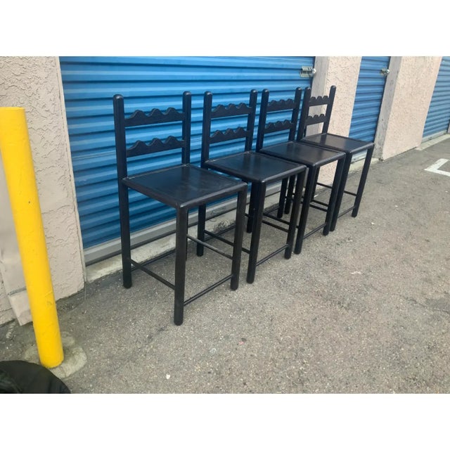 2010s Solid Oak Country French Bar Stools-4 For Sale - Image 5 of 5