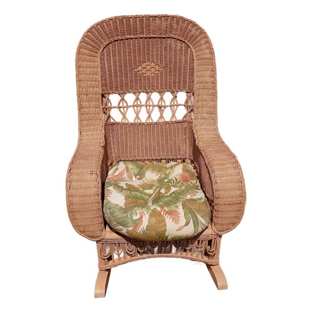 Vintage Drexel Heritage Wicker Rocking Chair For Sale