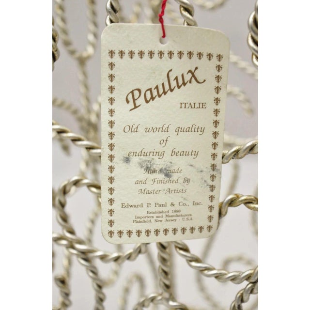 Vintage Italian Hollywood Regency Silver Iron Tassel Wastebasket Trashcan For Sale - Image 9 of 10