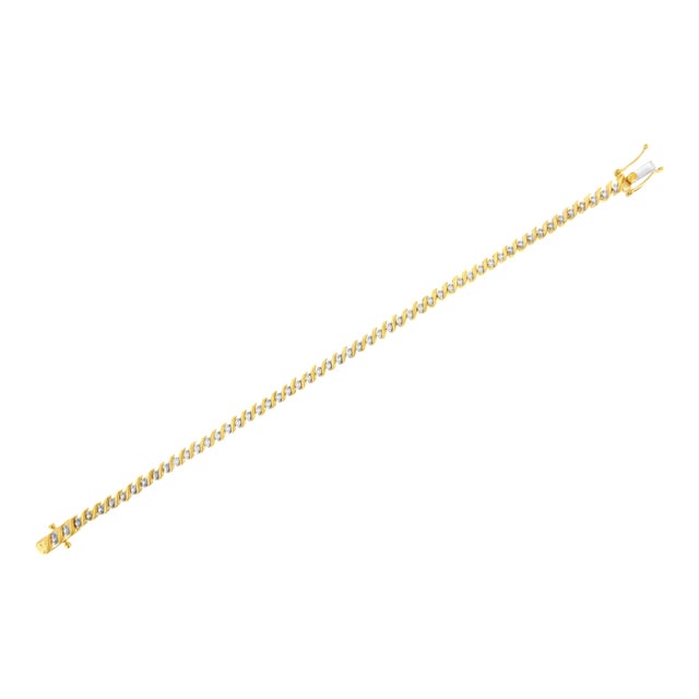 Haus of Brilliance 10K Yellow Gold Plated .925 Sterling Silver 1/2 Cttw 2-Prong Set Diamond S Link Tennis Bracelet (I-J Color, I3 Clarity)- 7.25" For Sale - Image 4 of 7