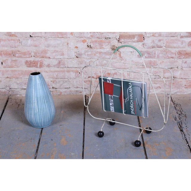 Mid-Century Czech Magazine Stand in Painted Metal, 1950s For Sale - Image 4 of 7