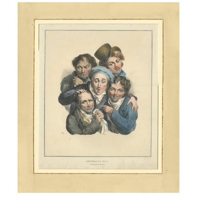 Grimaces Pl. 2 Female Emotions, 1823, Satirical Lithograph, Paper For Sale - Image 10 of 10