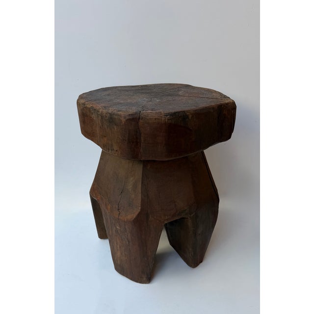 Mid-Century Modern Pair of Brutalist Massive Wood Mushroom Stools. Italy, 1960s For Sale - Image 4 of 13
