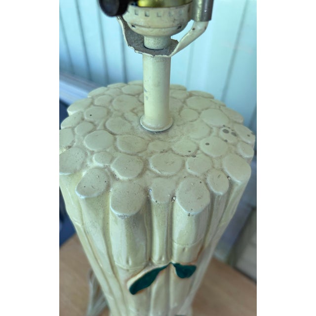 Vintage Faux Bamboo Ceramic Lamp With Shade For Sale - Image 11 of 12