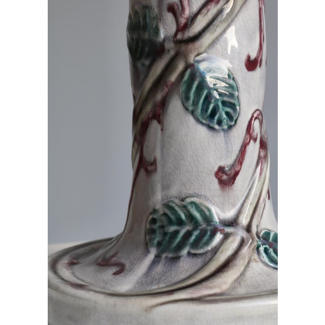 Swedish Grace Porcelain Table Lamp with Foliage Decor by Louise Adelborg, 1920s For Sale - Image 9 of 18